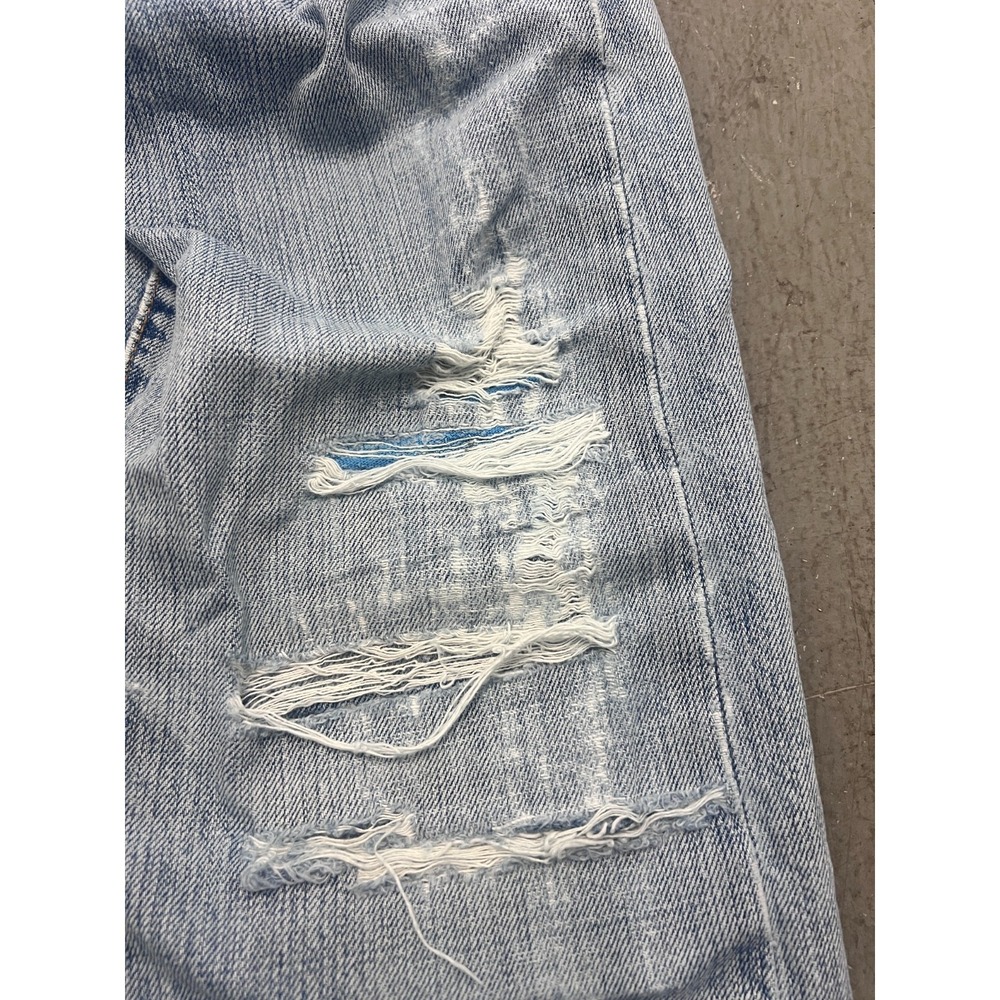 Levi's 501 Straight Jeans Mens 27W Blue Denim Light Wash Button Fly Distressed - Picture 5 of 8